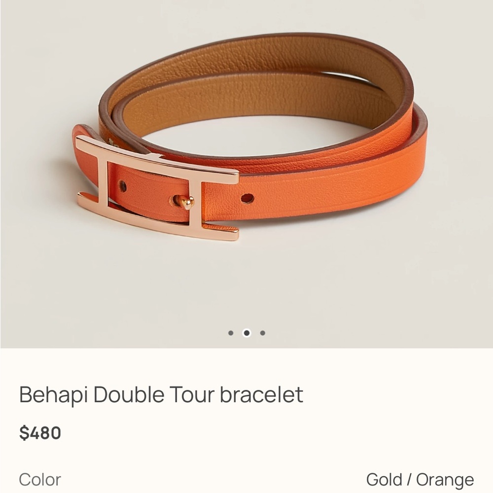 Hermes Behapi Double Tour Bracelet - Orange and Gold